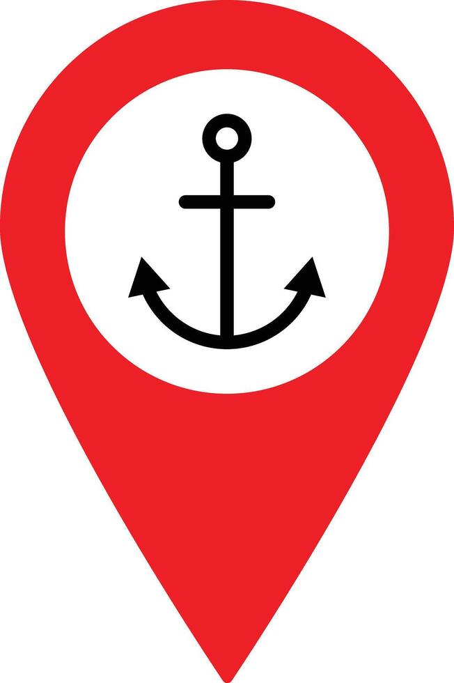 Map pointer with anchor icon . Sea port map location icon . illustration vector