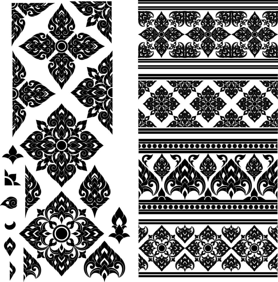 Elegant Thai Cultural Pattern suitable for creating posters or fabric designs or luxury packaging or gift cards vector