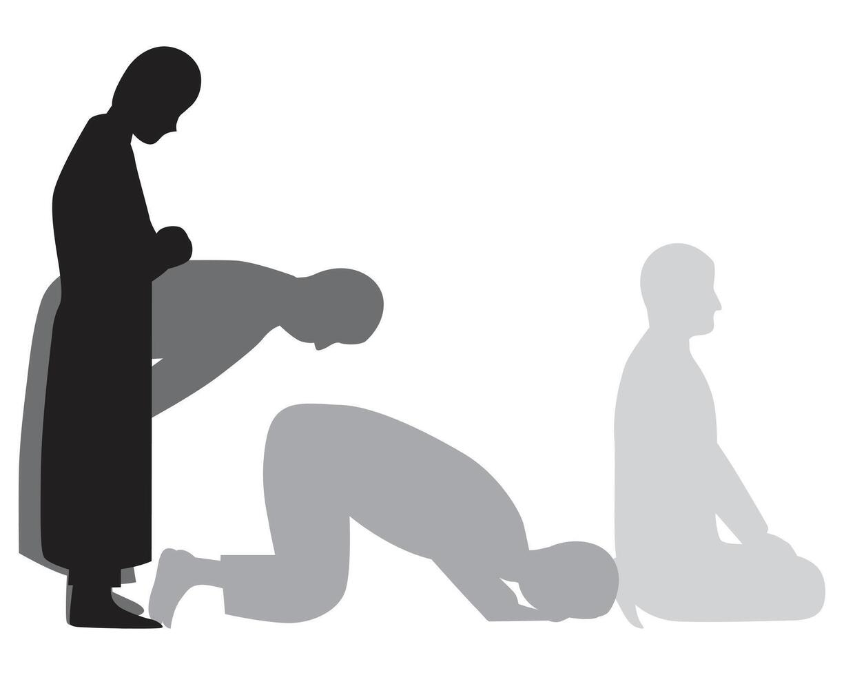 Silhouette of steps Islamic prayer movements vector