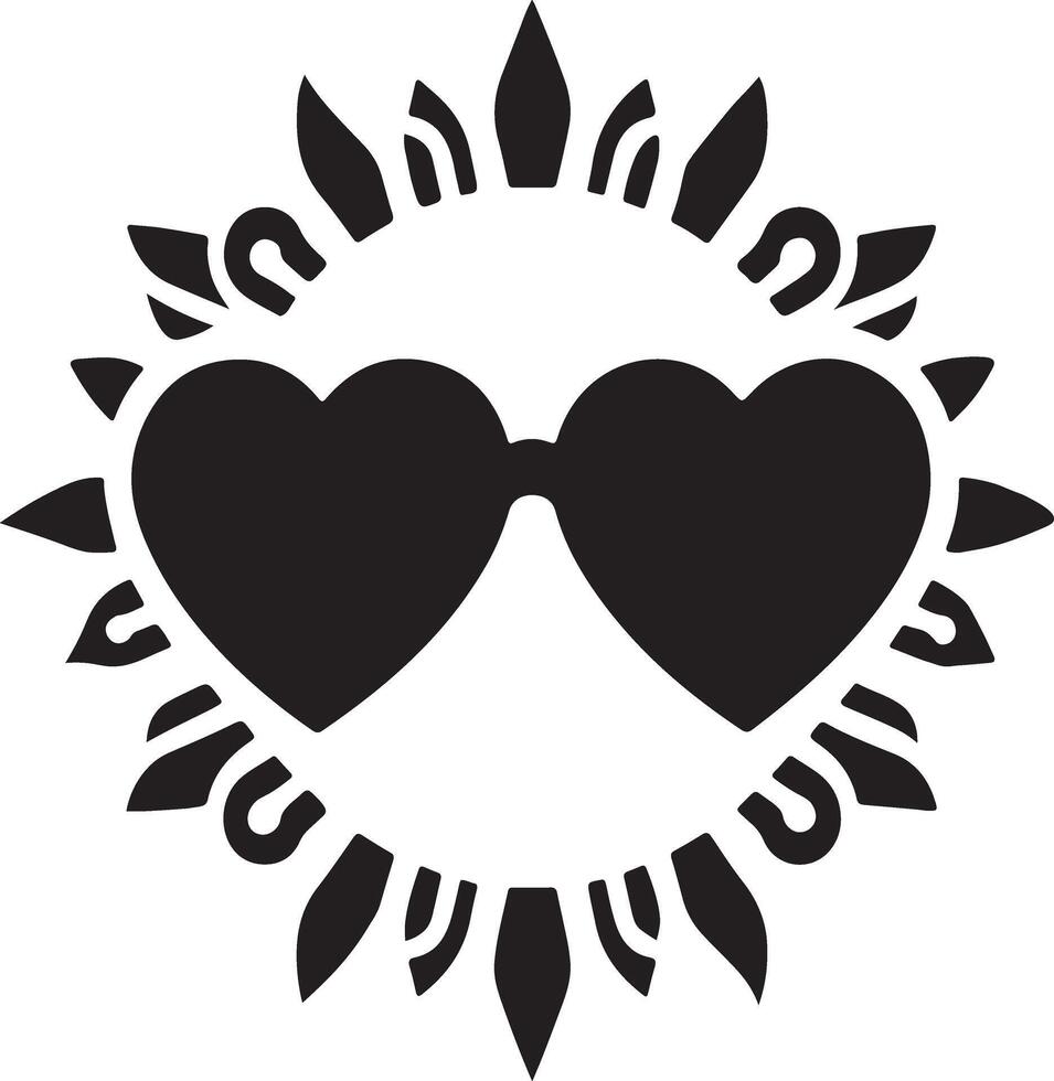 Silhouette of Heart-Shaped Sunglasses Design Art Illustration on a white background vector