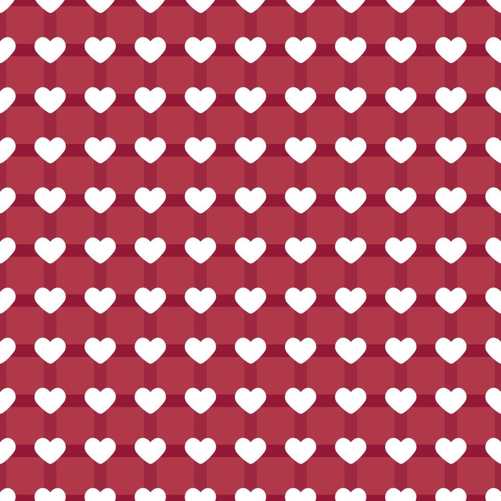 Geometric seamless pattern of small white hearts on a red background vector