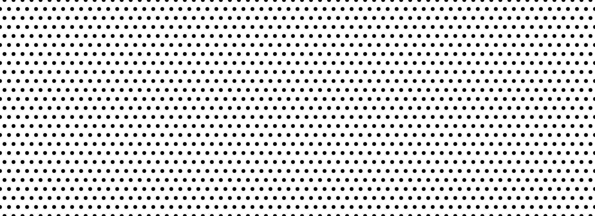 Seamless polka dot pattern. Black and white dotted repeated texture. Repeating endless dotted texture. All over halftone wallpaper. Regular grid background. Swatch template for textile, fabric vector