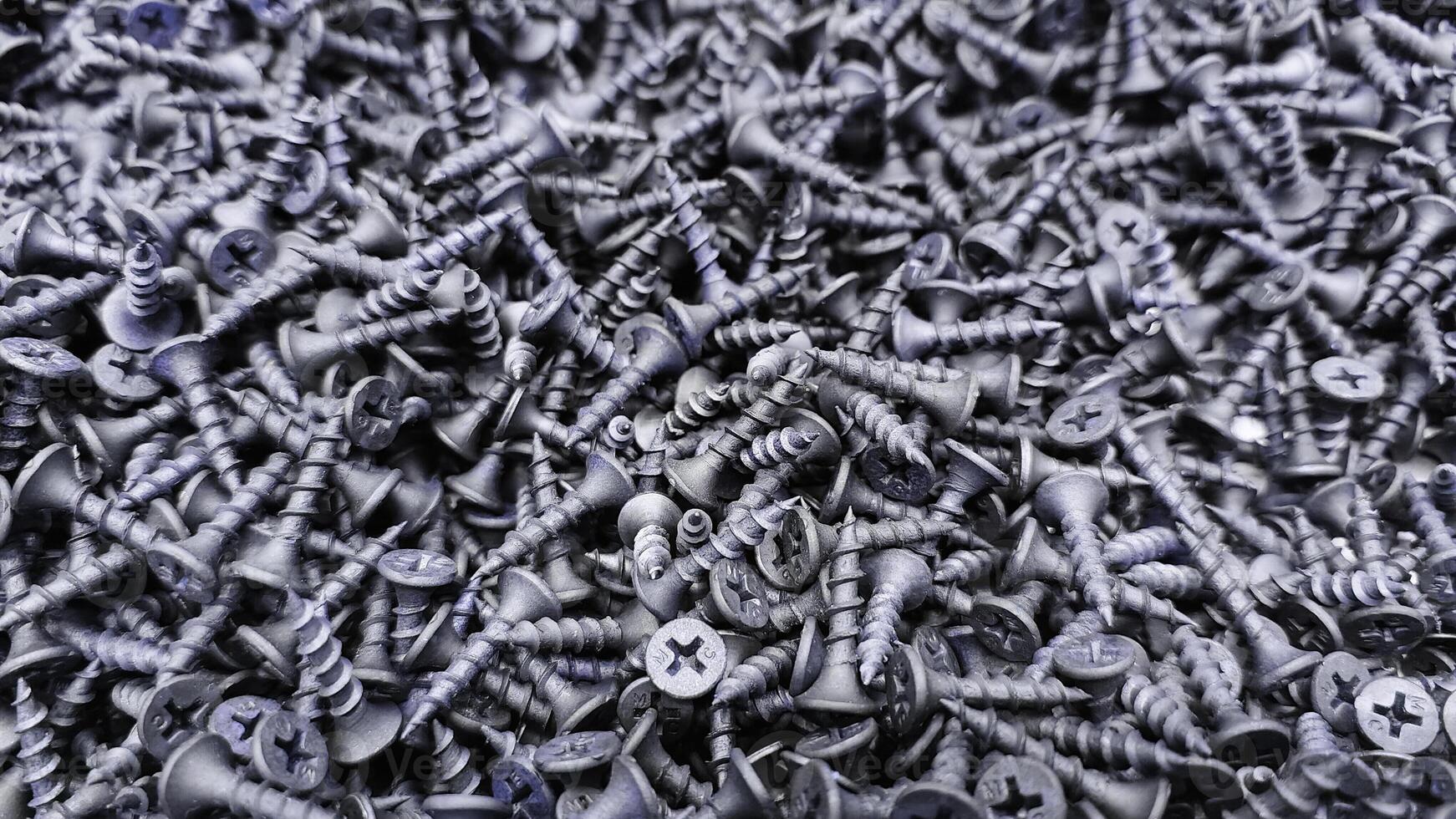 steel self-tapping screws for working with wooden products banner , self-tapping screws for attaching objects to wooden objects, for repair work, hardware store, construction, carpentry, joinery photo