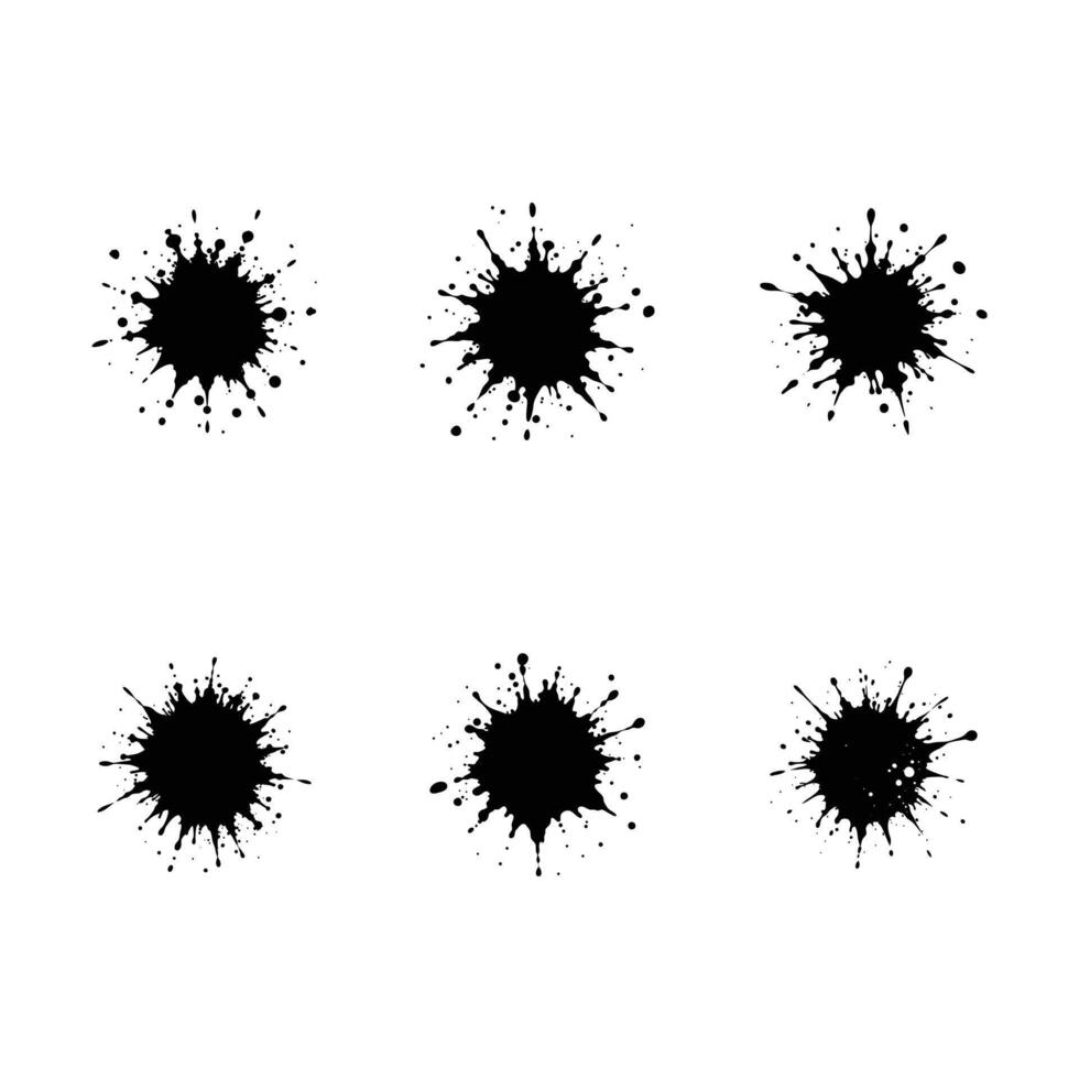 black ink splatter set on white background vector