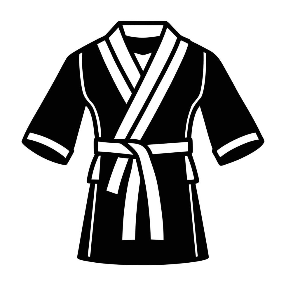 a black and white robe with a white belt vector