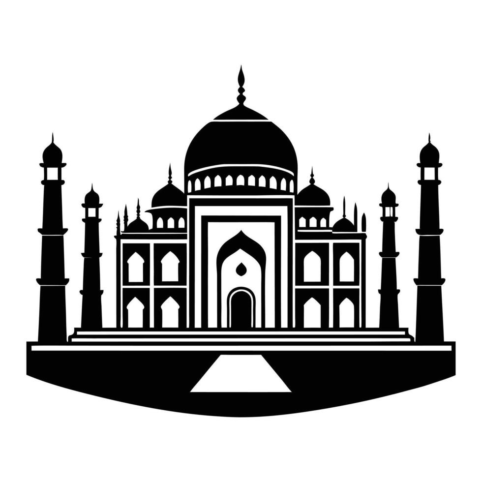 the taj mahal is a famous mosque in india vector
