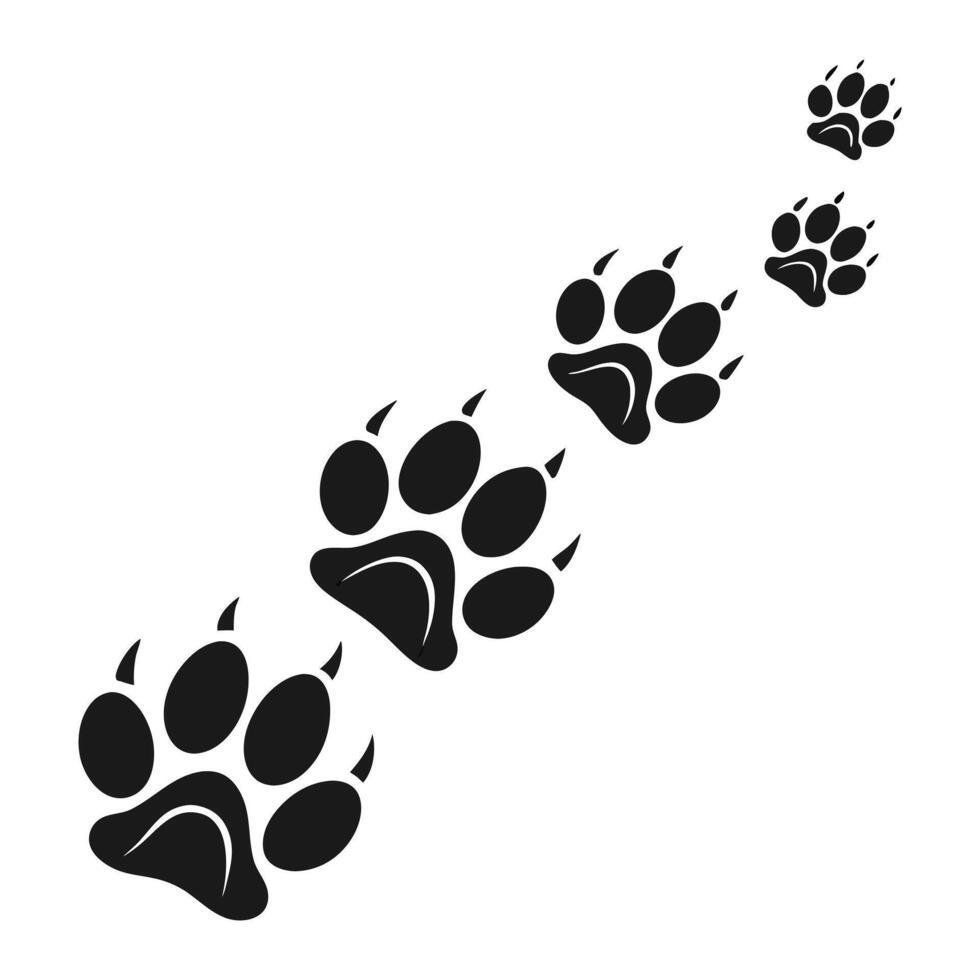 a black and white illustration of paw prints vector