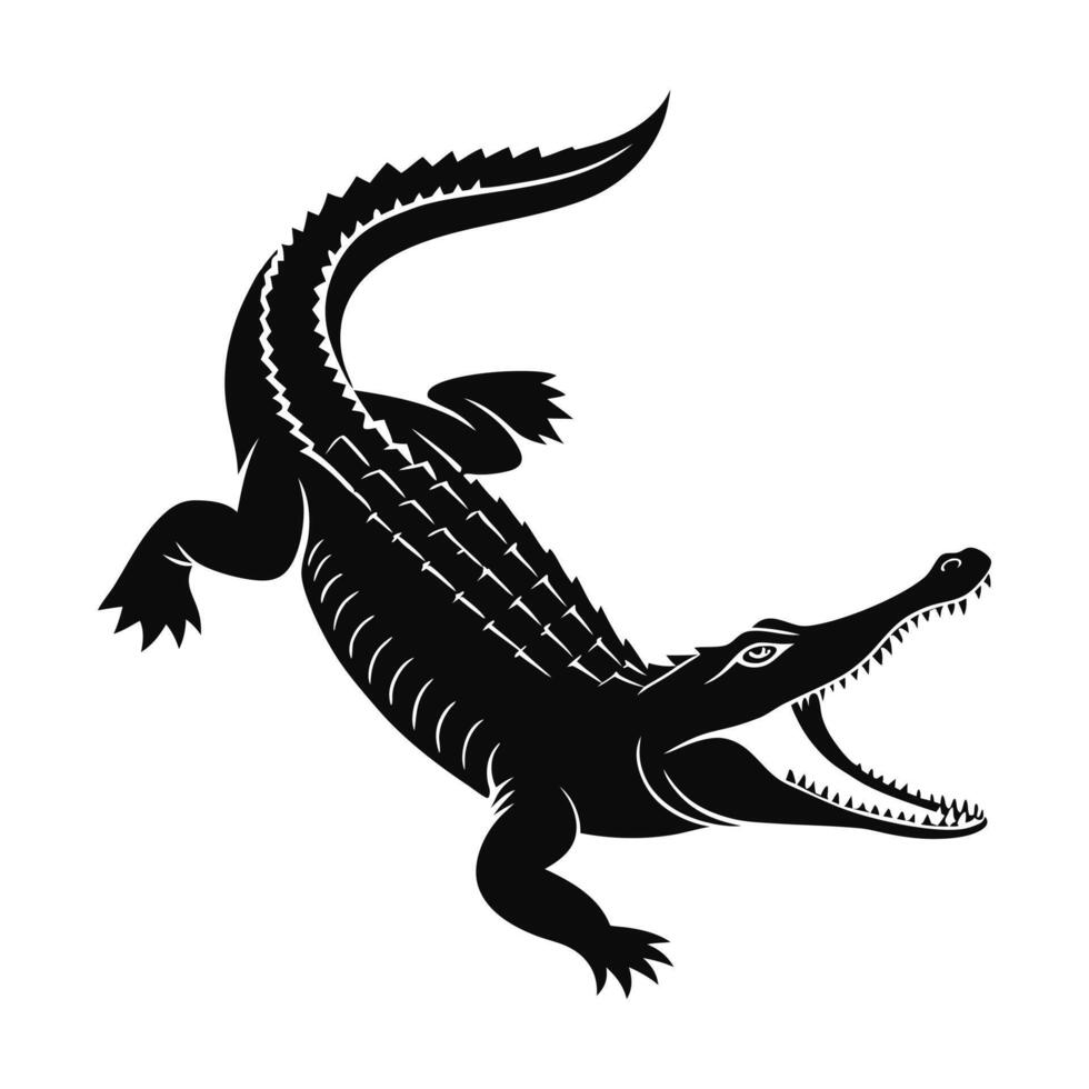 crocodile silhouette on white background vector