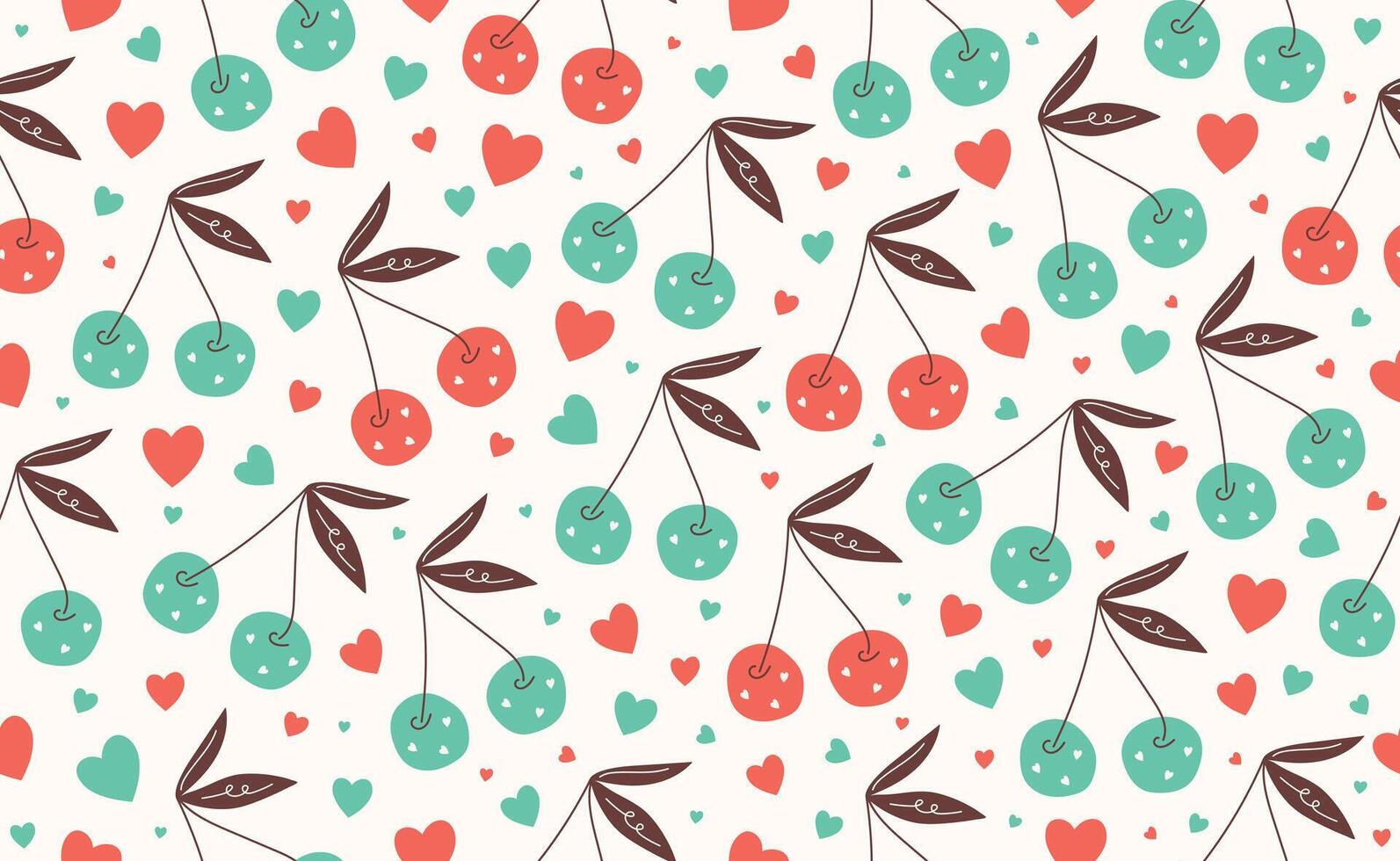 Valentine's day seamless pattern. Hand drawn groovy cartoon sticker elements. Coquette collection with heart, cherry. 14 February. Funky Saint Valentine design in flat style. Isolated illu vector