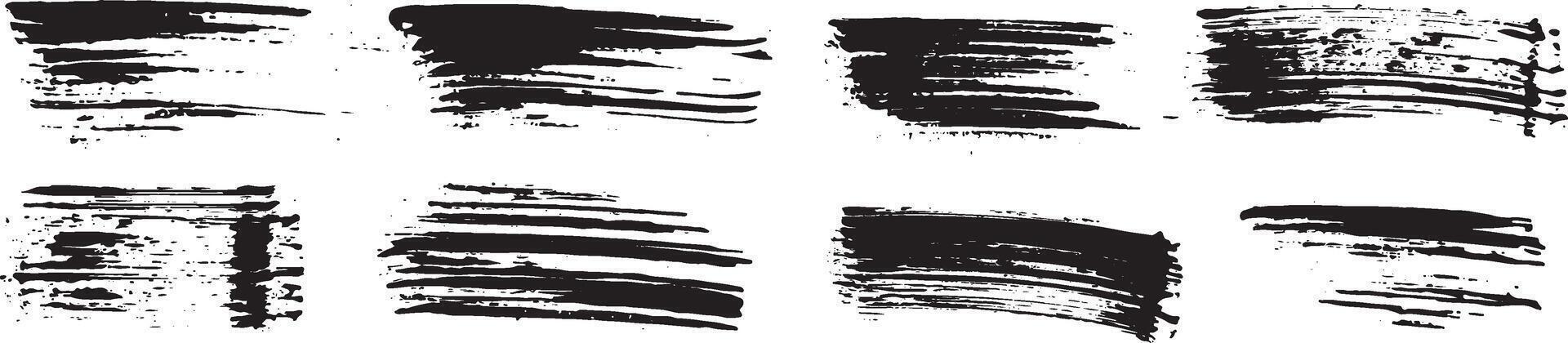 set of various, black strokes with different lines and spots, for various design ideas vector