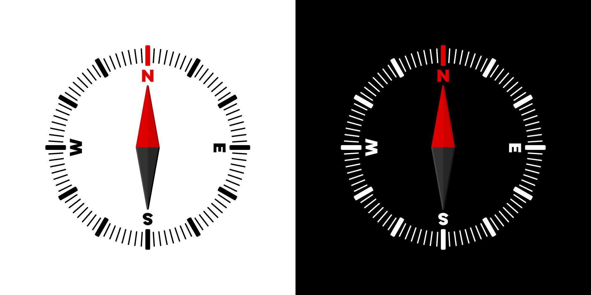 Compass dial on white and dark background vector