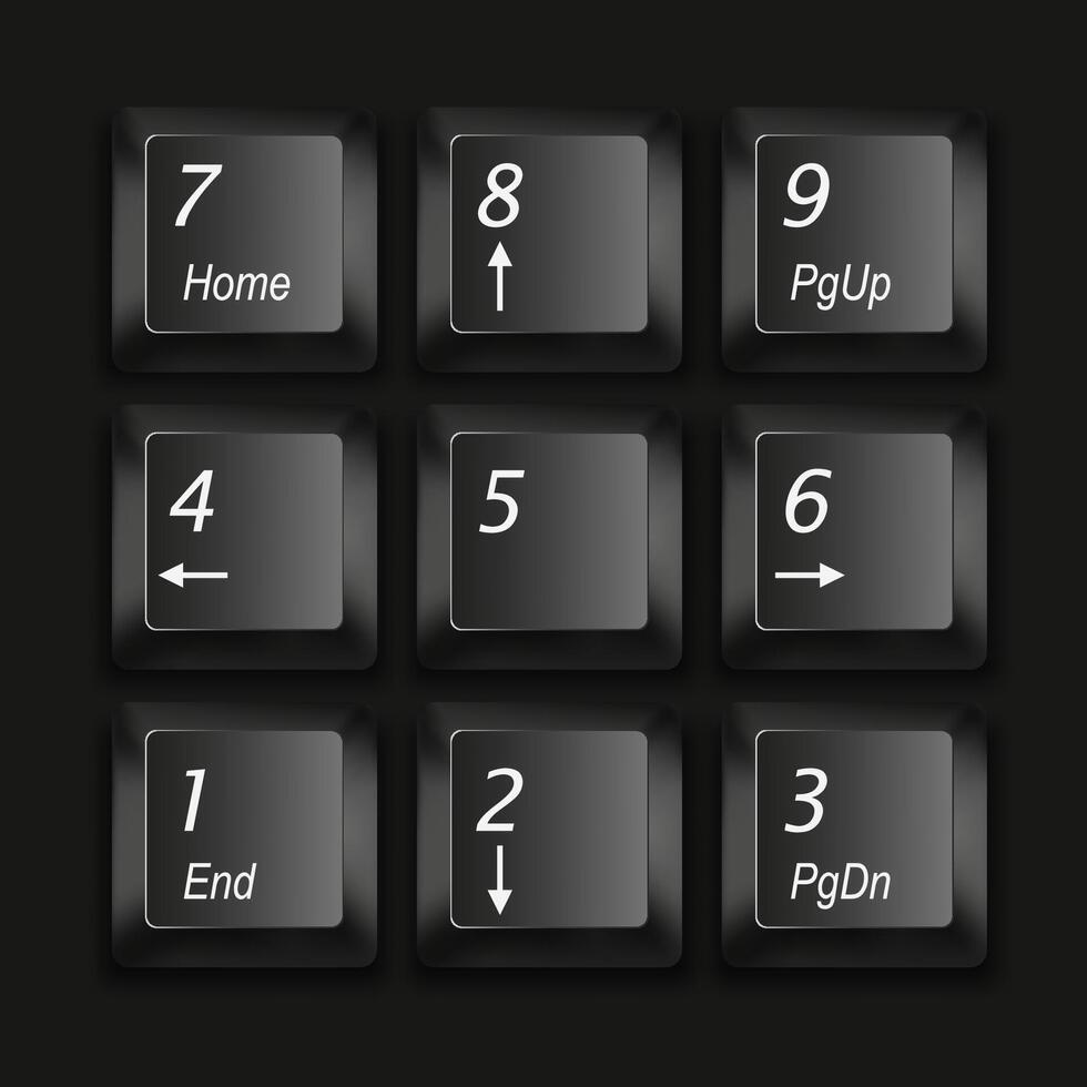 Black keypad on black background. 3d illustration vector