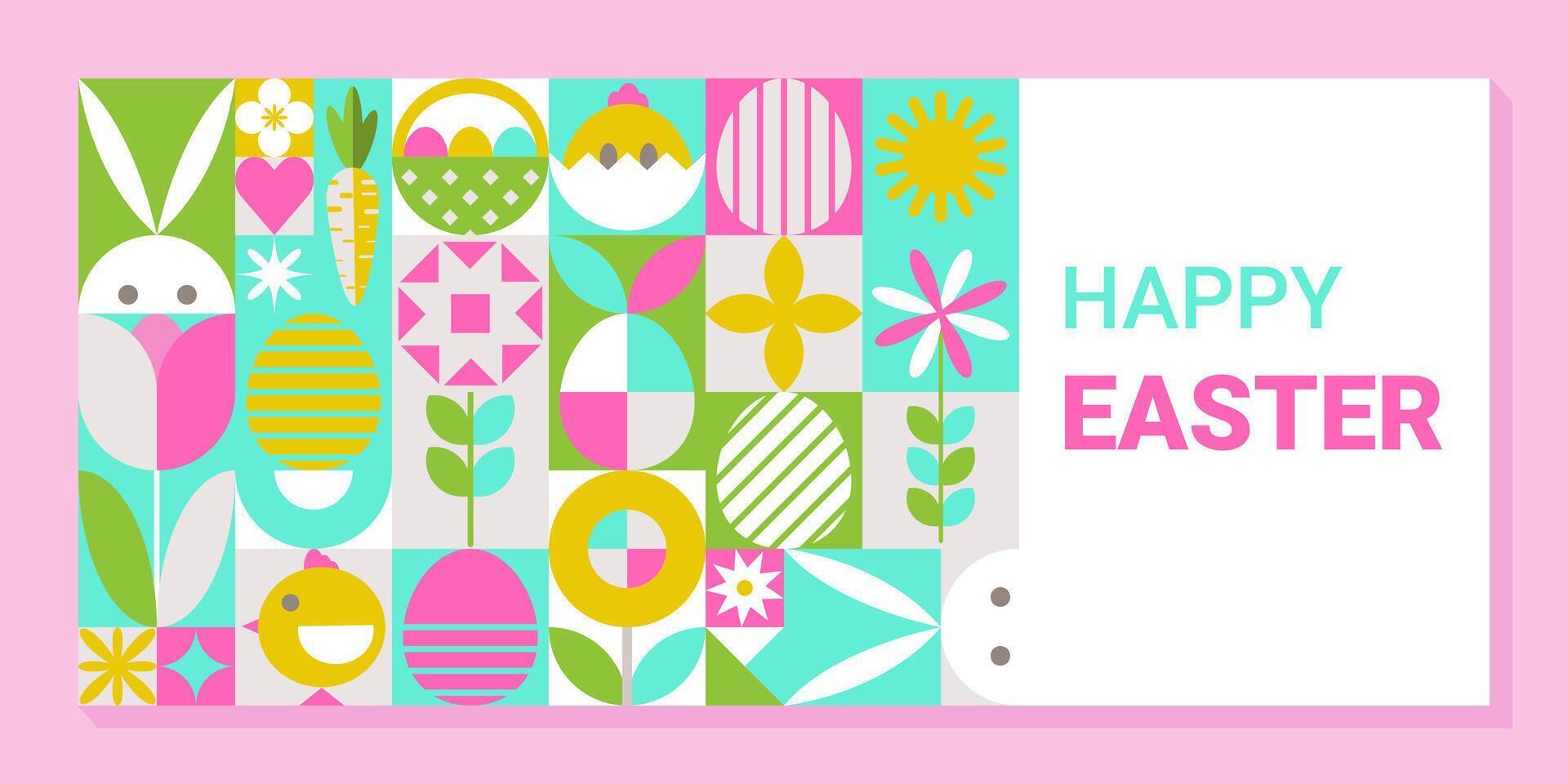 Easter Geometric Bauhaus Minimalist Banner vector