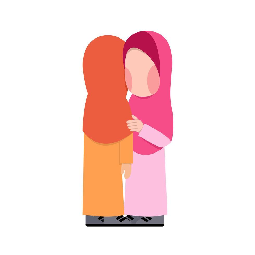 Hijab Girls Hugging vector
