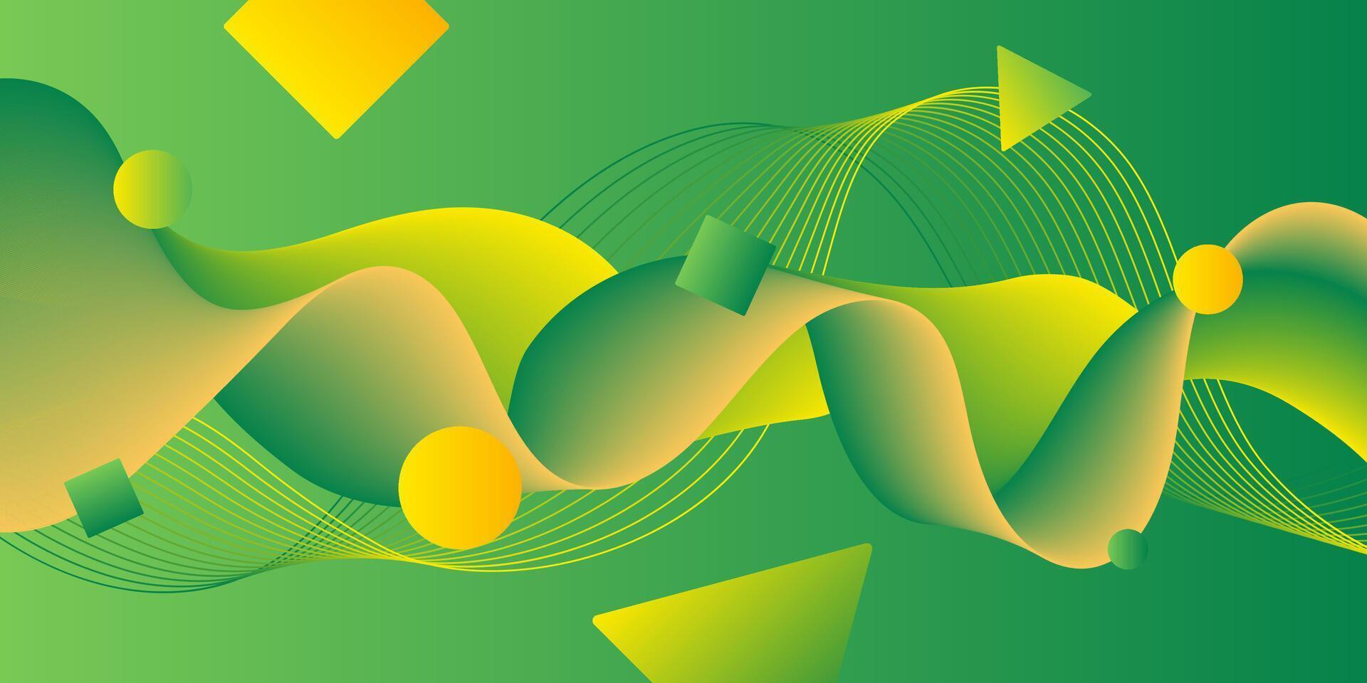 Abstract Background Lines Yellow Green vector