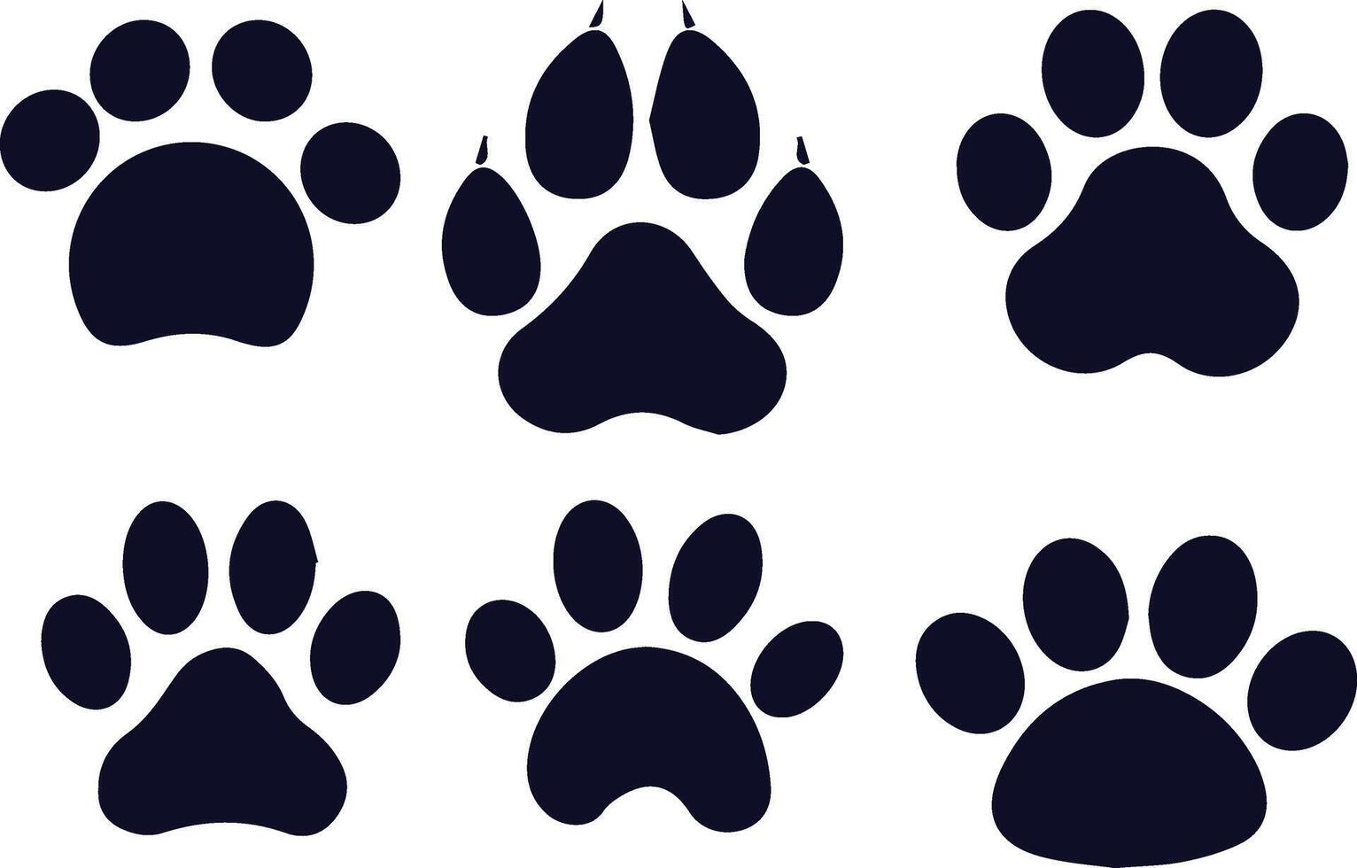Cat or Dog paw icons Paw silhouette vector