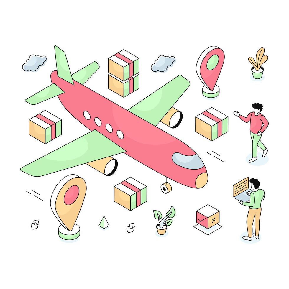 Unique icons design of air cargo vector