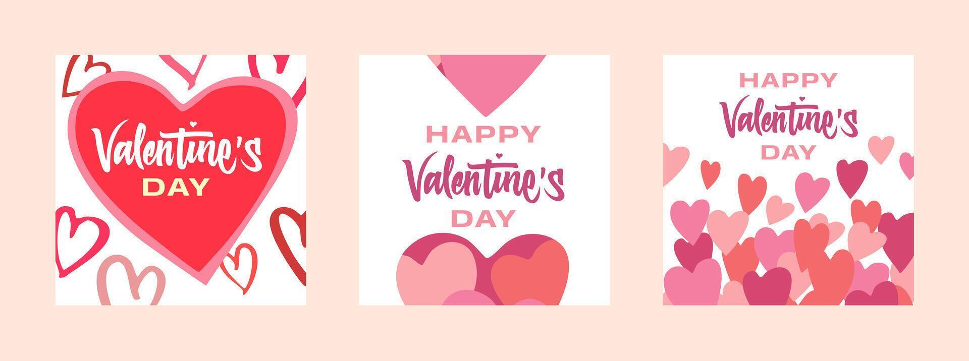 Romantic handwritten Valentine's Day design with hearts, perfect for creating unique invitations, greeting cards, and social media visuals vector