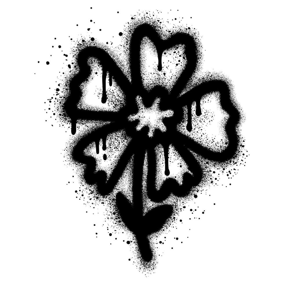 graffiti flower with black spray paint on white background. vector