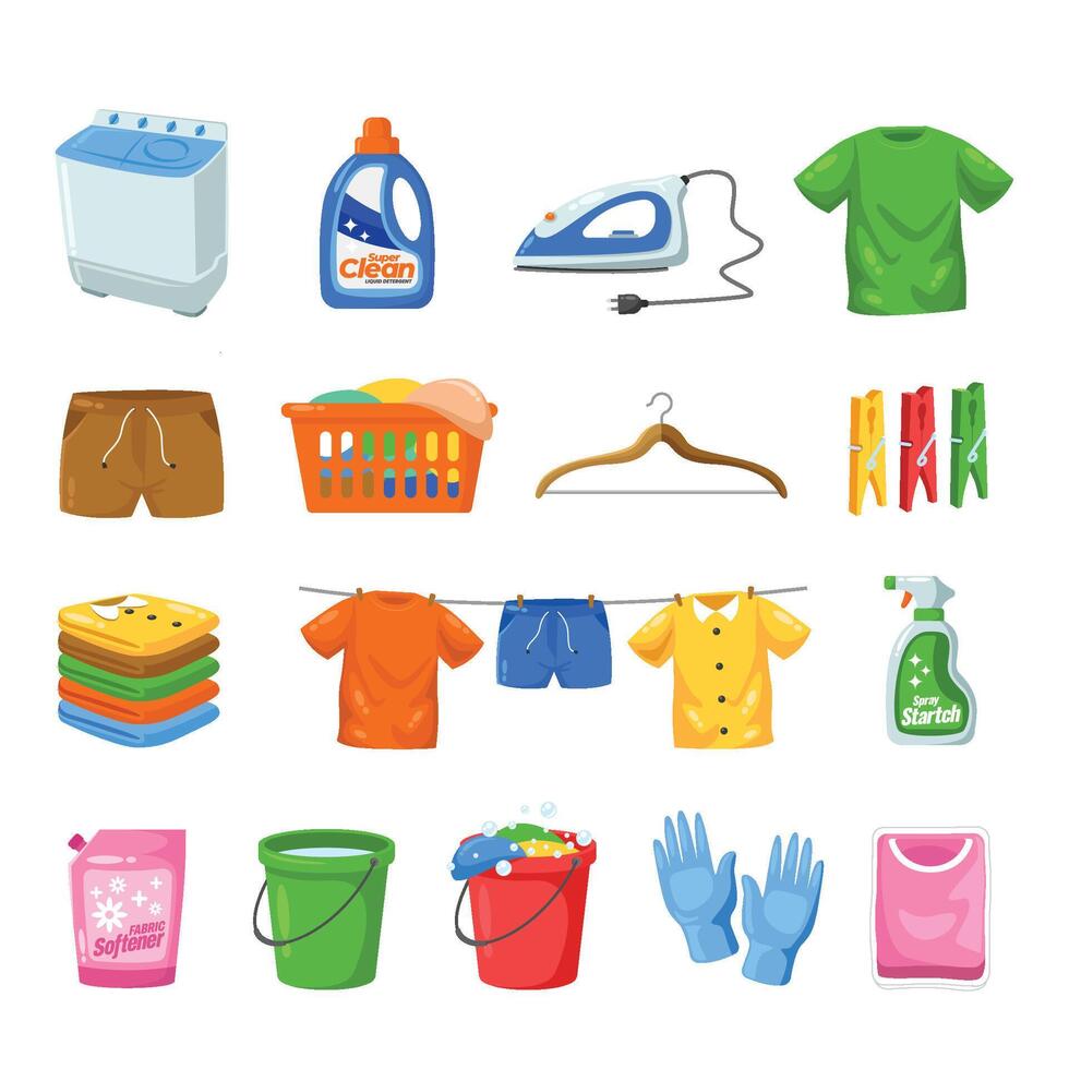 Set of laundry icon vector