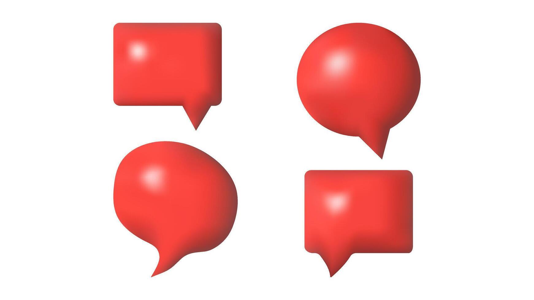 3D speech bubbles different shapes message icon. Empty Template. For social media advertising posters. isolated set. vector