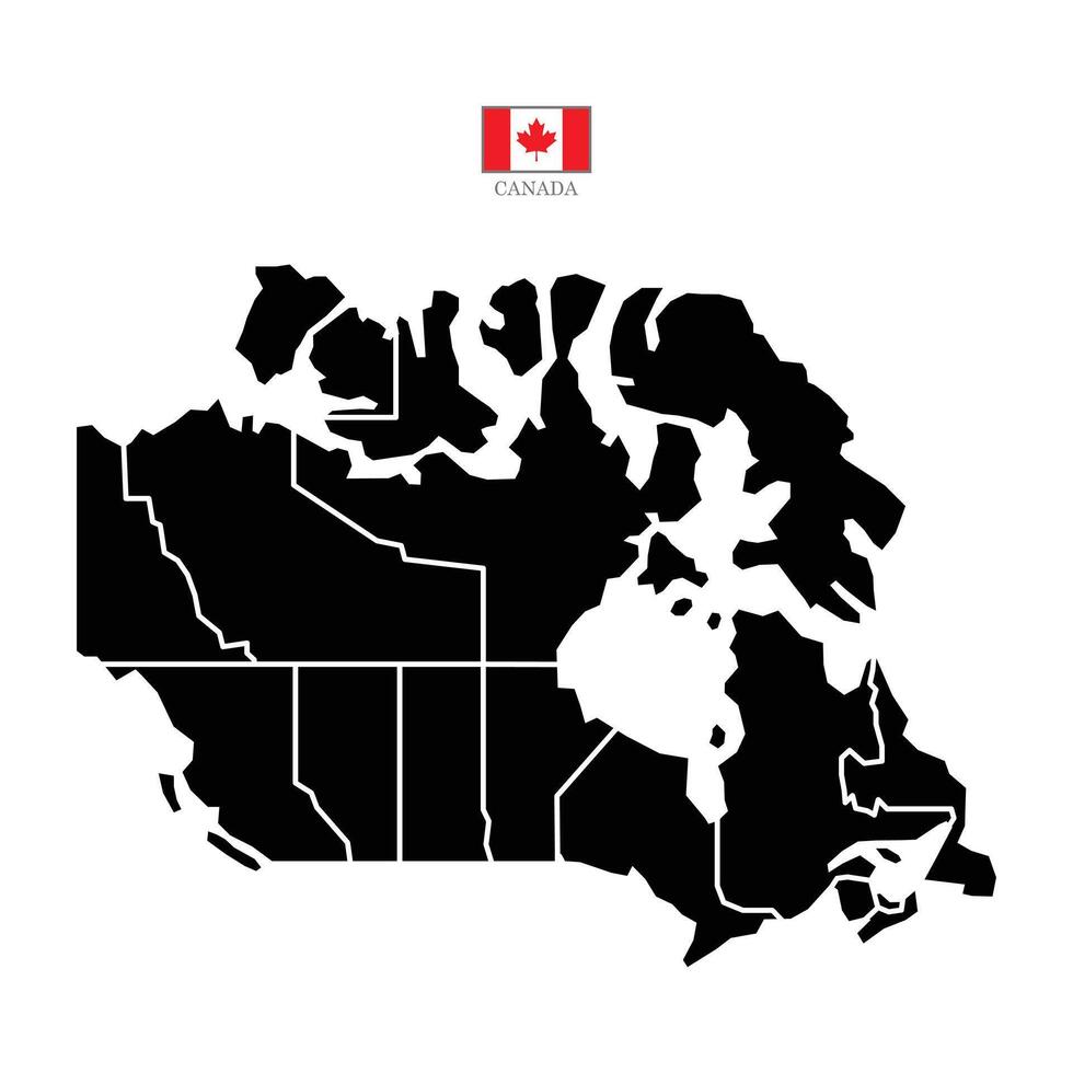 Illustration of a map of canada territories with flag. White flat design isolated on a white background. Highly detailed illustration vector