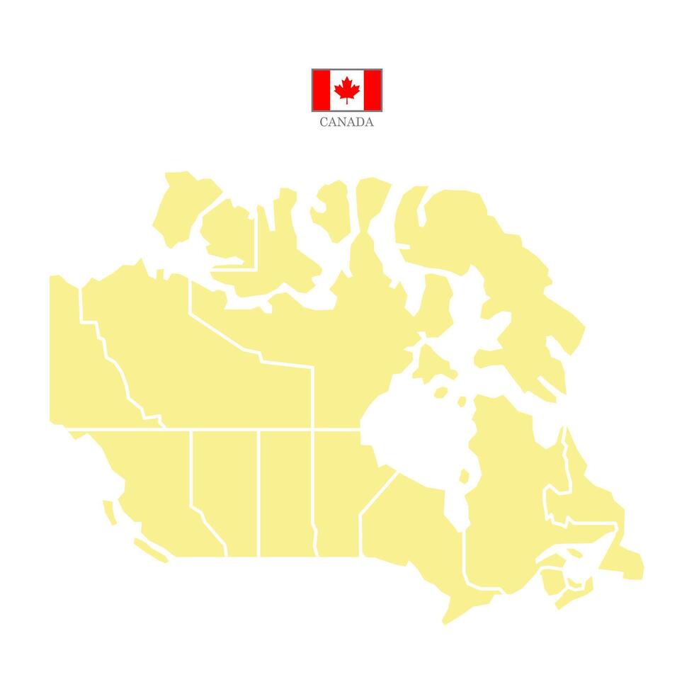 Creamy map of canada divided into states and territories. White flat design isolated on a white background. Highly detailed illustration vector