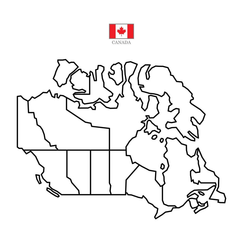 Map of canada territories, featuring states and borders. An outline design with regions, isolated on a white background. Highly detailed illustration vector
