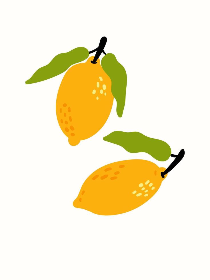 Two limons. Abstract fruits in modern artistic styles. Great for posters, cards, covers, and trendy t-shirt designs. vector