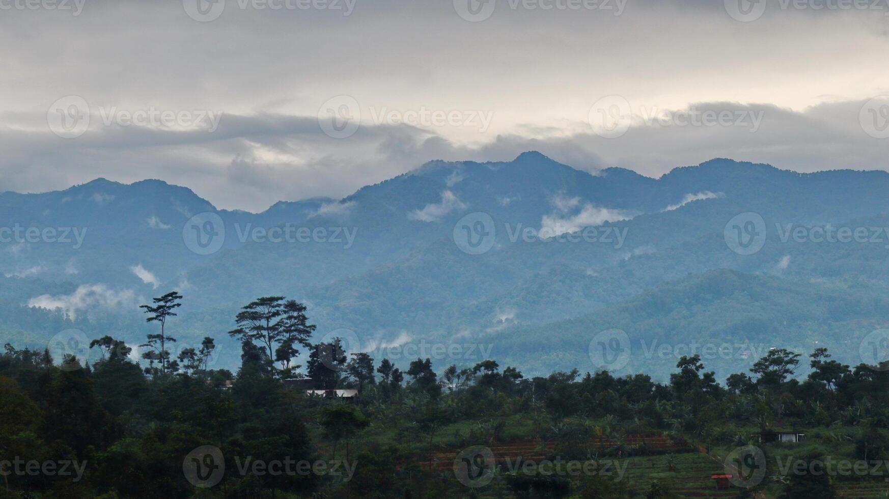 View nature mountains clouds grey sky photo