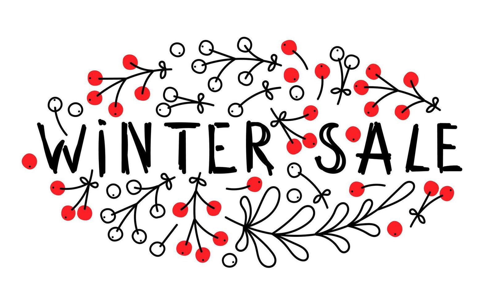 Winter sale with colorful berries and decorative lettering in a festive design vector