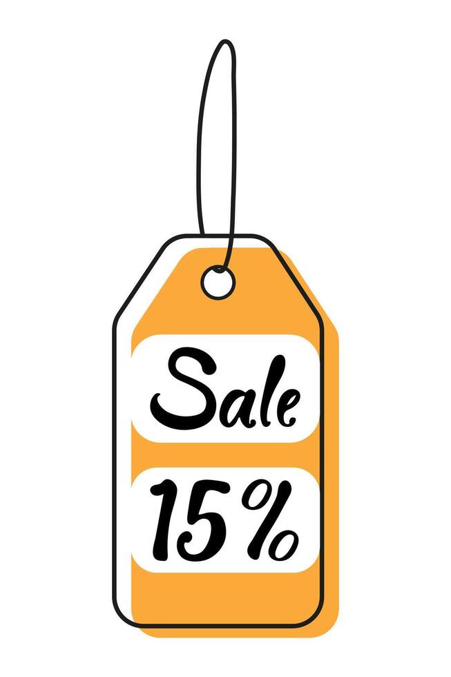 Discount tag indicating a 15 percent sale for promotional purposes vector
