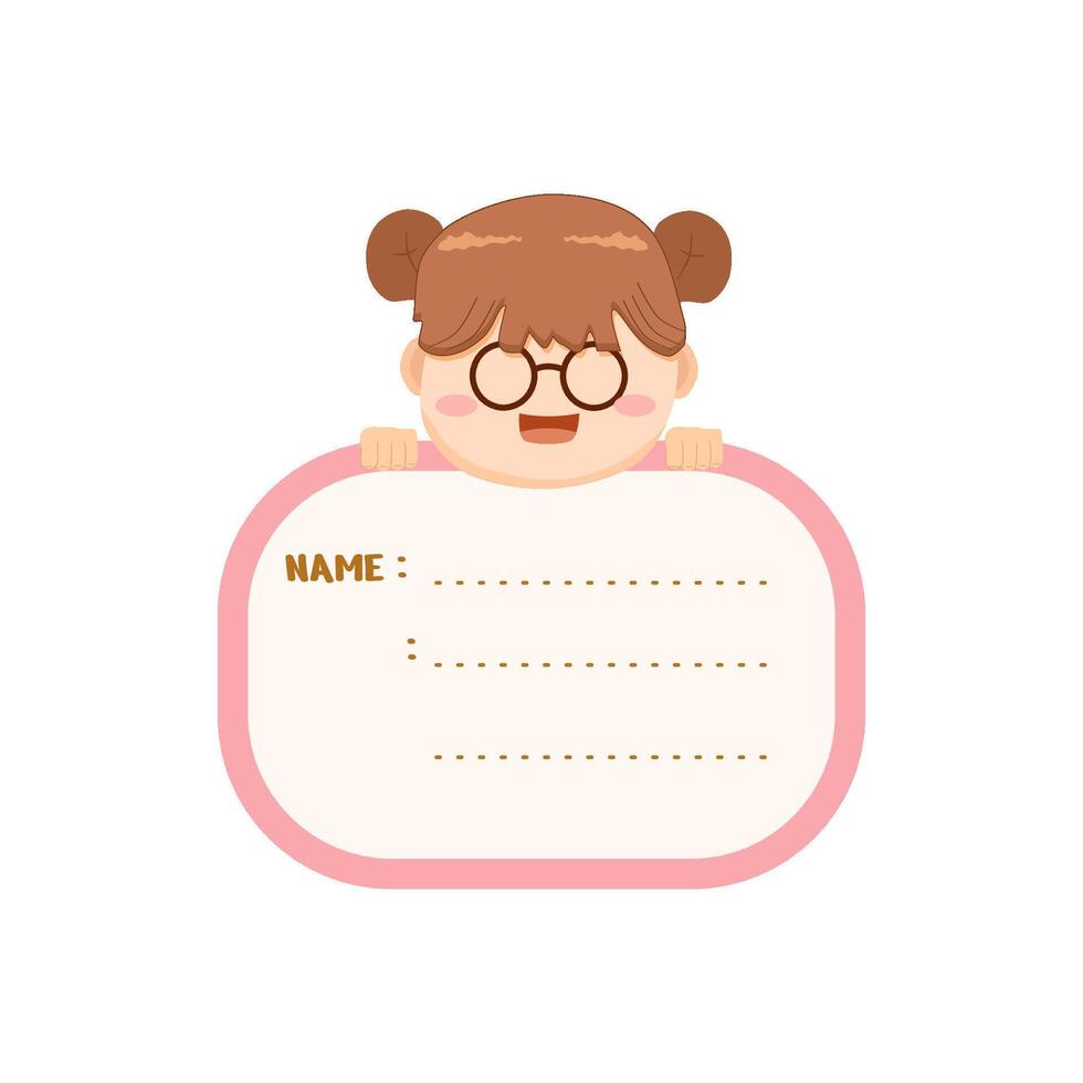 name tag for kids girl vector