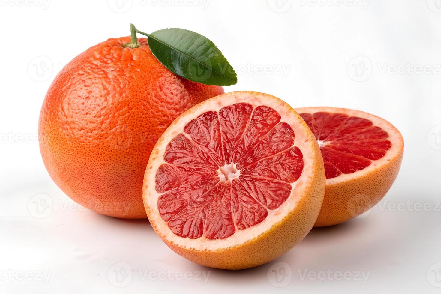 Ripe grapefruits isolated on white background photo