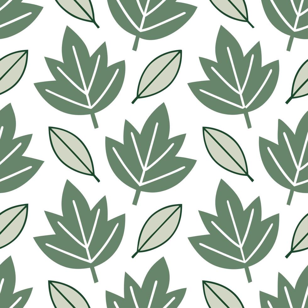 Tropical rainforest leaf repeat seamless tile pattern with dense foliage and vibrant greens for exotic home settings vector