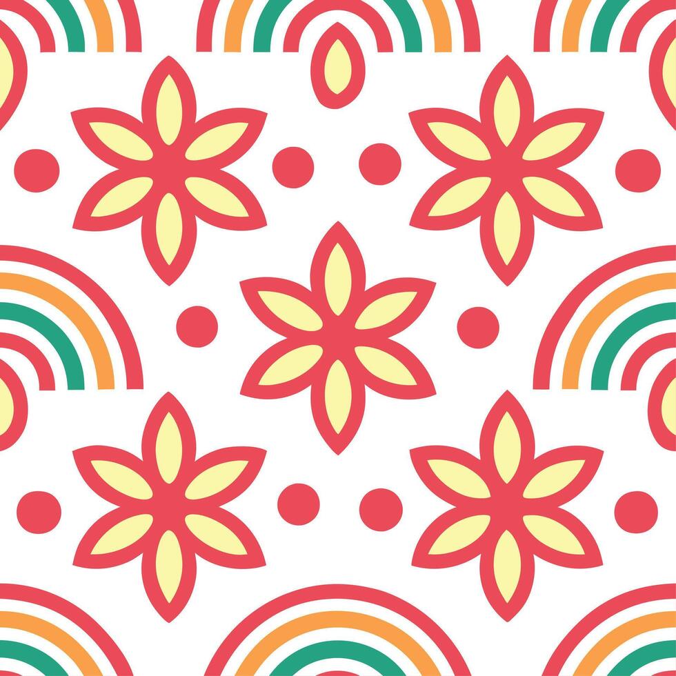 Vibrant abstract shapes seamless tile pattern bold isolated white background perfect for dynamic branding stationery crafts vector