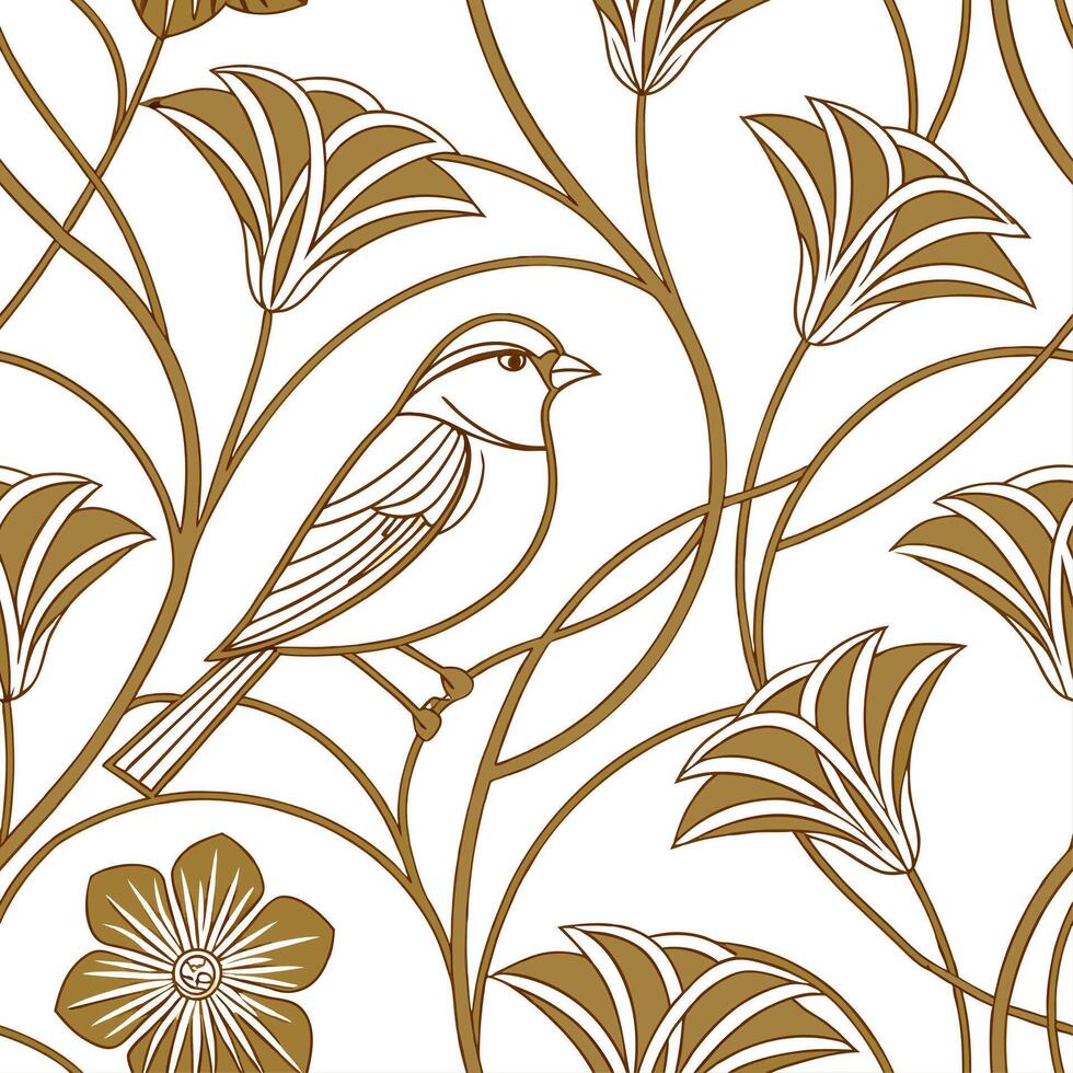 Tropical marigold seamless tile pattern with lush green stems and vibrant marigold clusters on white background ideal for sunny lounges Set 2 vector