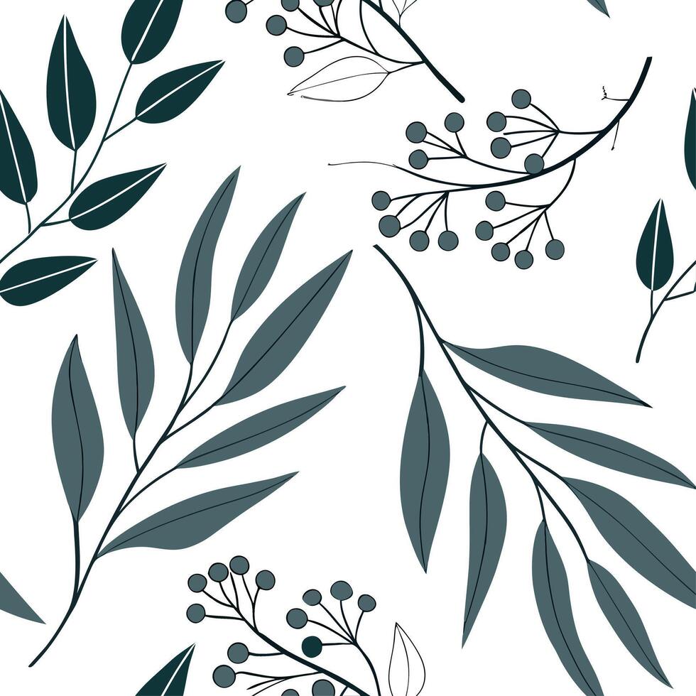 Shabby Chic eucalyptus seamless tile pattern with distressed eucalyptus and soft grey accents on white background ideal for charming spaces Set 5 vector