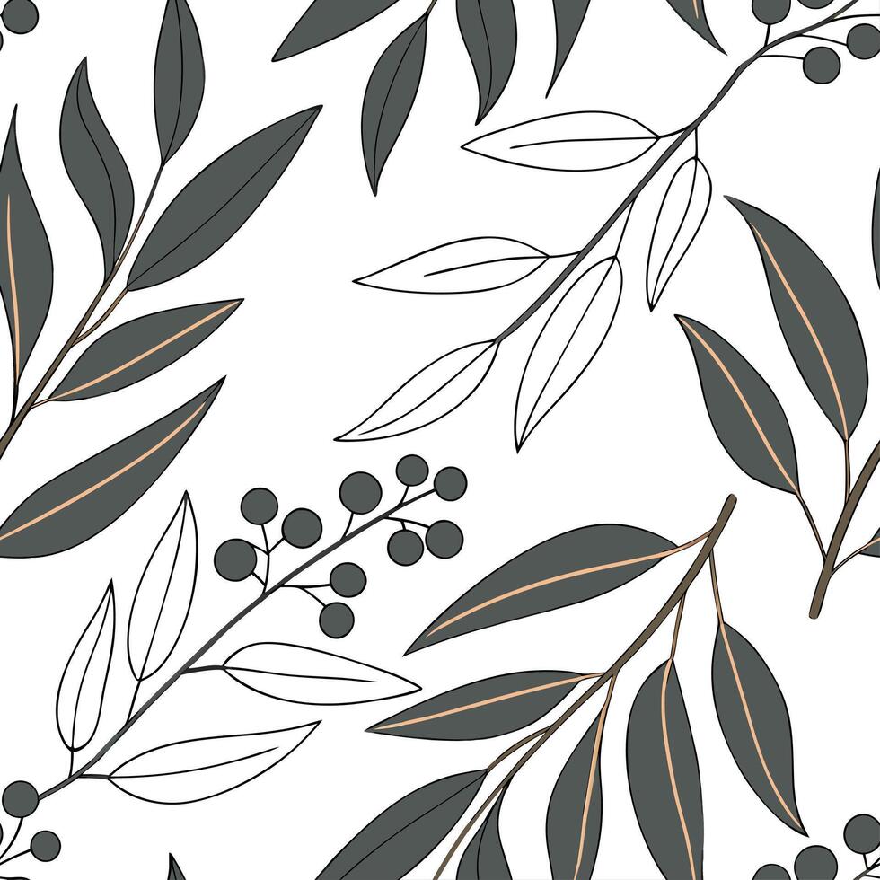 Shabby Chic eucalyptus seamless tile pattern with distressed eucalyptus and soft grey accents on white background ideal for charming spaces Set 8 vector