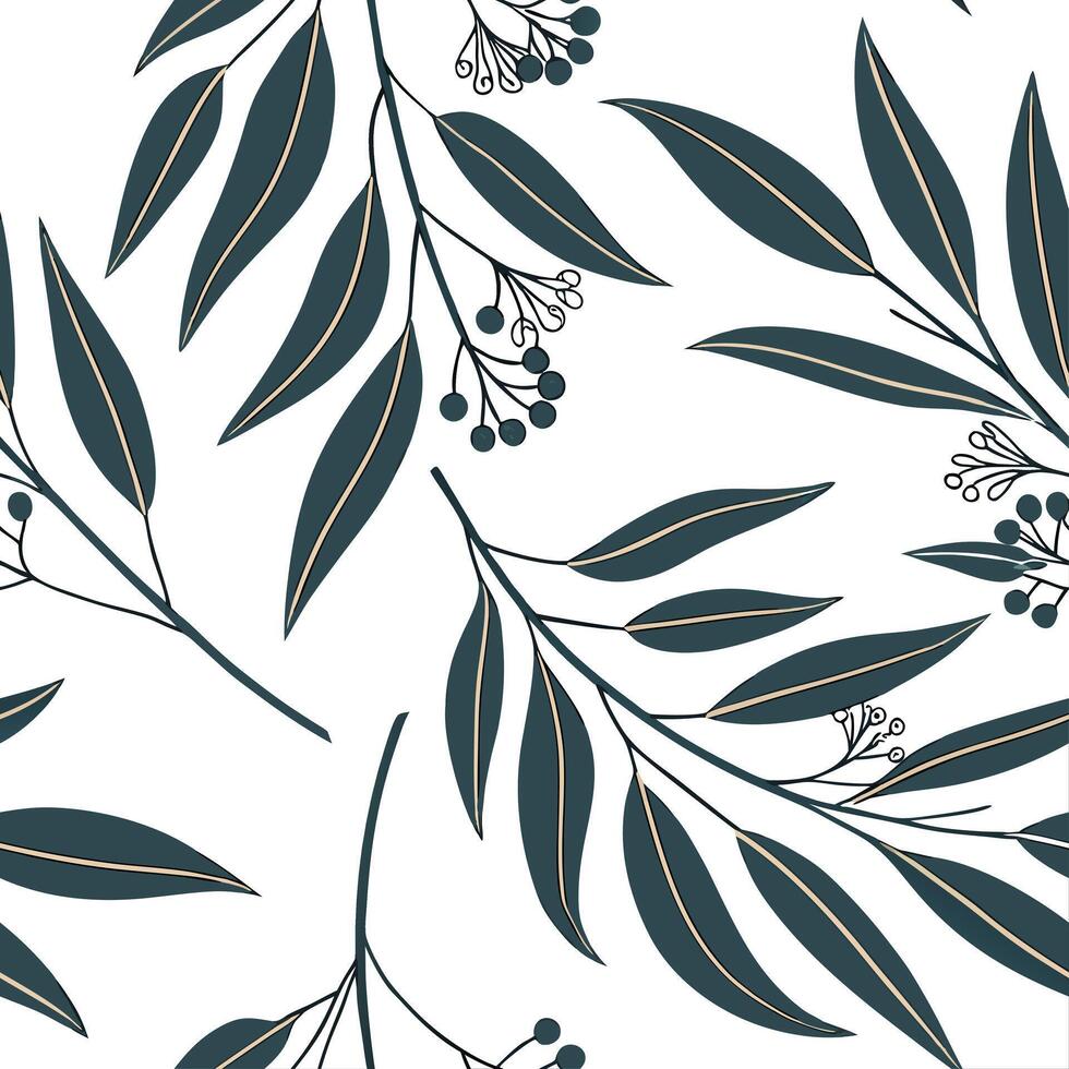 Shabby Chic eucalyptus seamless tile pattern with distressed eucalyptus and soft grey accents on white background ideal for charming spaces Set 3 vector