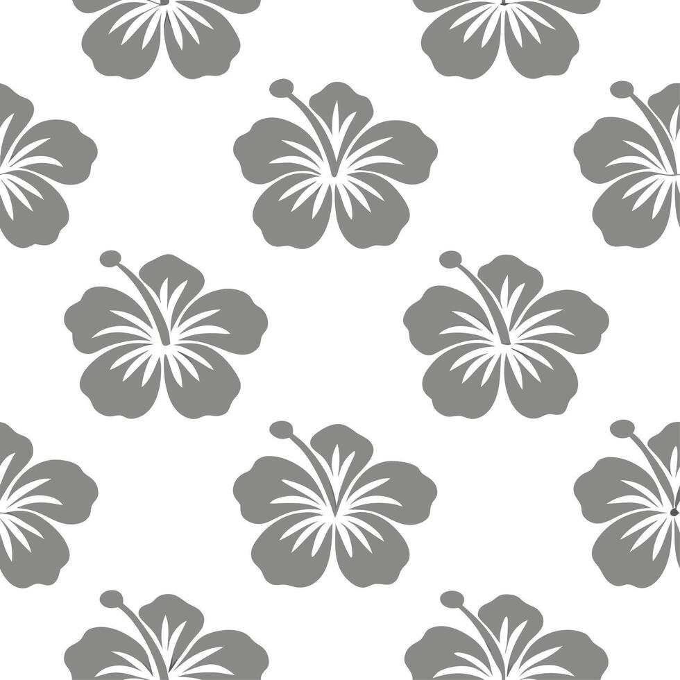 Shabby Chic hibiscus seamless tile pattern with distressed hibiscus and soft grey accents on white background ideal for charming spaces vector