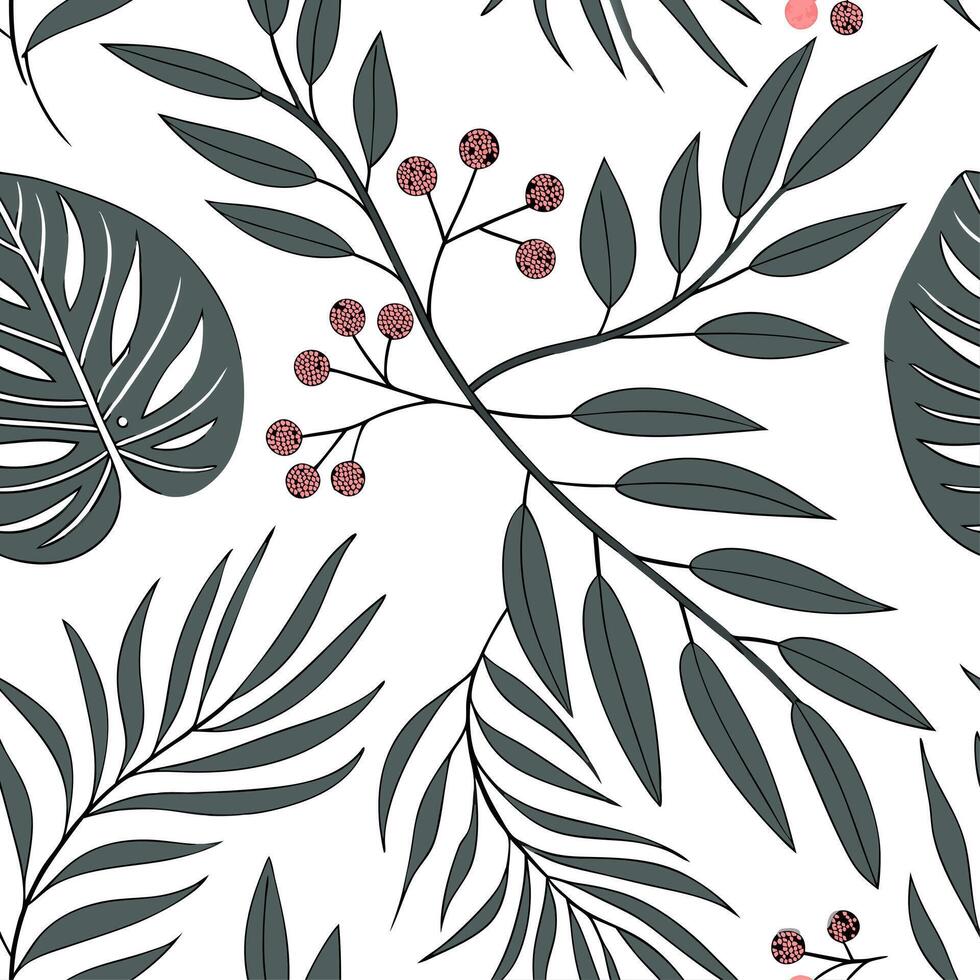Shabby Chic eucalyptus seamless tile pattern with distressed eucalyptus and soft grey accents on white background ideal for charming spaces Set 4 vector