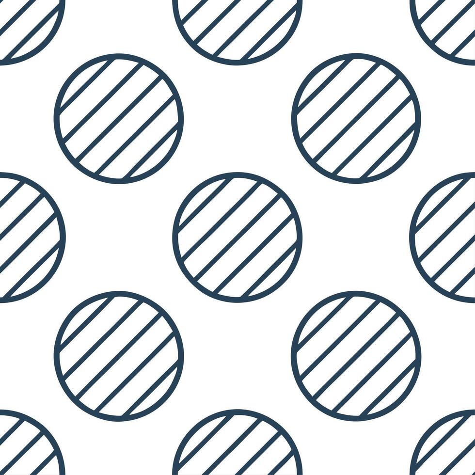 Striped circle tile pattern with horizontal lines running through circles on white surface for graphic interest vector