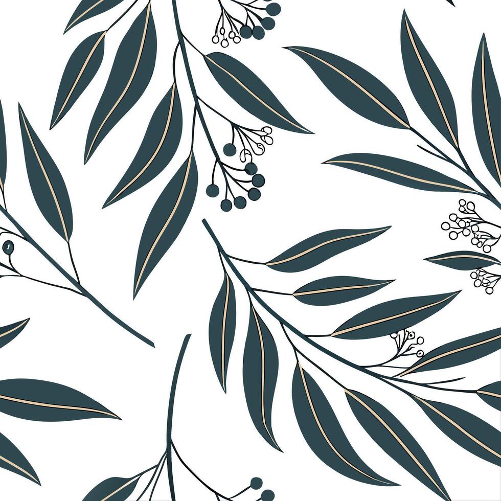Shabby Chic eucalyptus seamless tile pattern with distressed eucalyptus and soft grey accents on white background ideal for charming spaces Set 9 vector