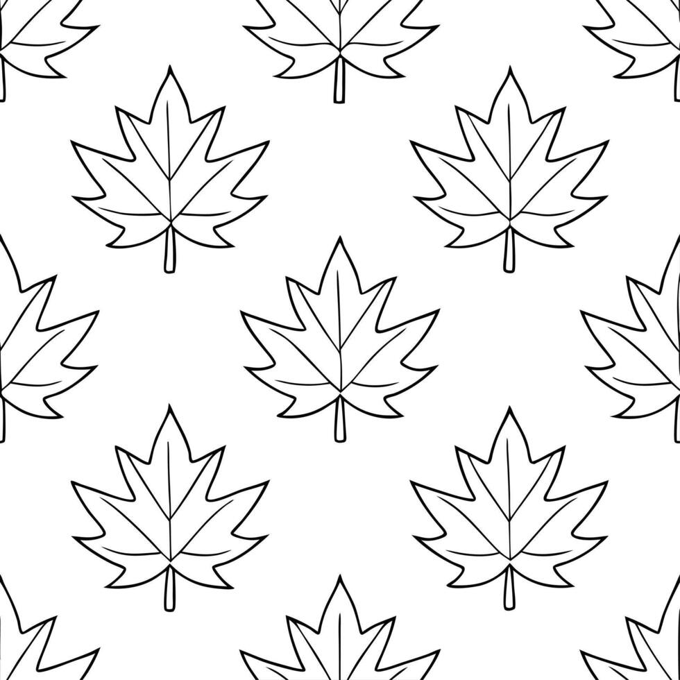 Scandinavian inspired maple leaves seamless pattern with minimal colors and clean lines on white vector