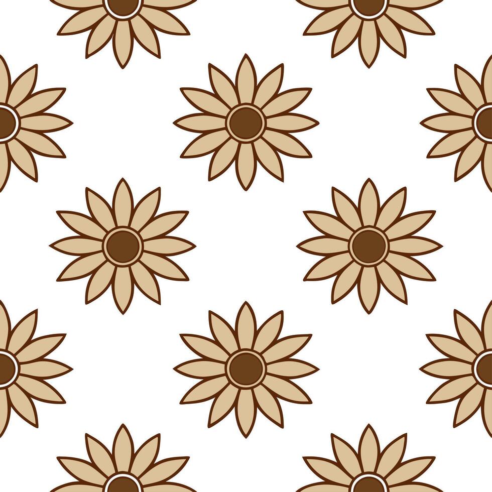 Rustic sunflower seamless tile pattern with dried sunflower motifs and earthy brown tones ideal for country style kitchens Set 2 vector
