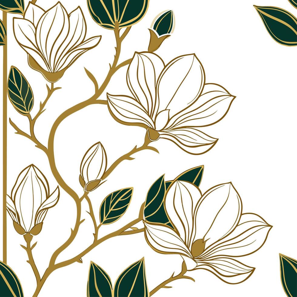 Shabby Chic magnolia seamless tile pattern with distressed magnolias and soft pastel accents on white background ideal for charming spaces Set 6 vector