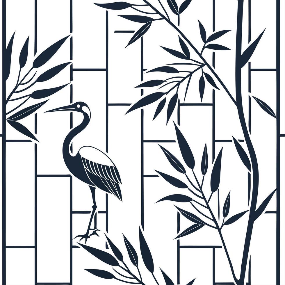 Shabby Chic bamboo leaves seamless tile pattern with distressed bamboo and soft pastel accents on white background ideal for charming spaces vector