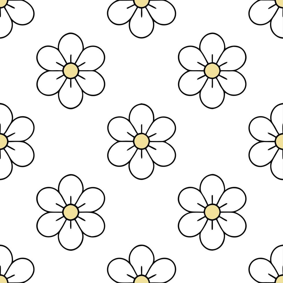 Scandinavian inspired Anemone seamless pattern with minimal colors and clean lines on white vector