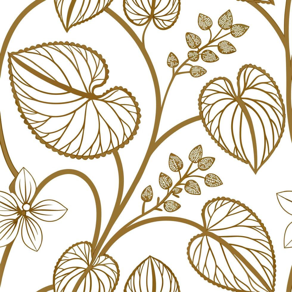 Scandinavian inspired Pilea seamless pattern with minimal colors and clean lines on white vector